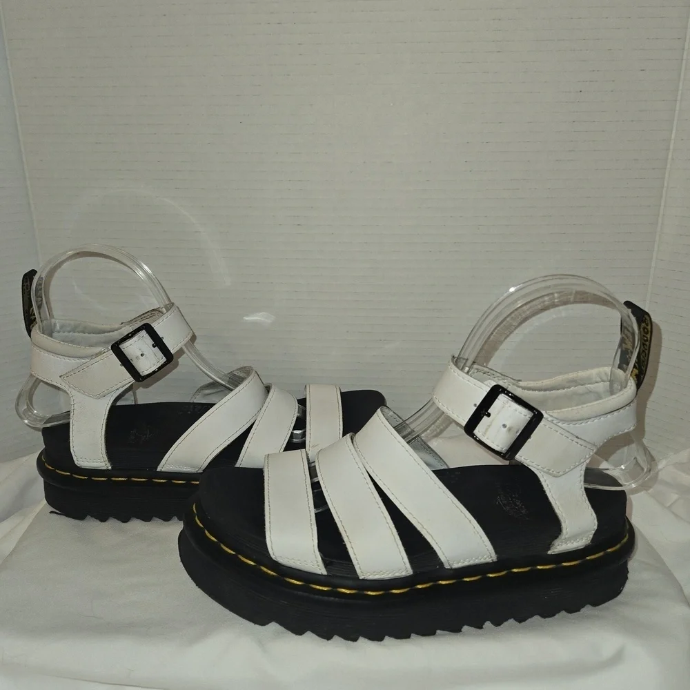 Dr. Martens Blaire Athena Leather Strap Platform Sandal White Size 6